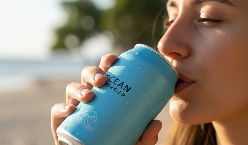 woman drinking from a can