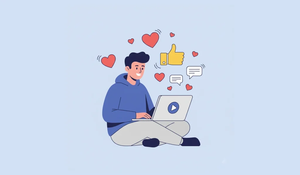 illustration of male engaging online